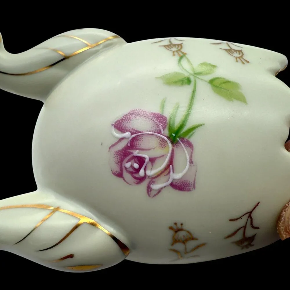 INARCO Broken Egg Planter Footed Vase Vtg 60s Hand Painted Roses Easter Spring